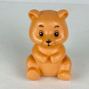 Brown Seated Teddy Bear Pretend Play Plastic Toy Figure Kids MLO 325 3.75 in